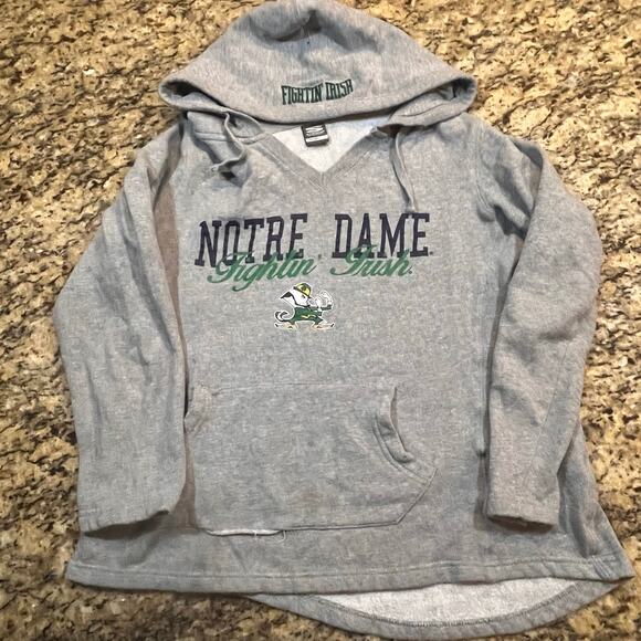 Notre Dame Fighting Irish Junior Large Gray Long Sleeve Hooded Sweatshirt - Picture 2 of 7